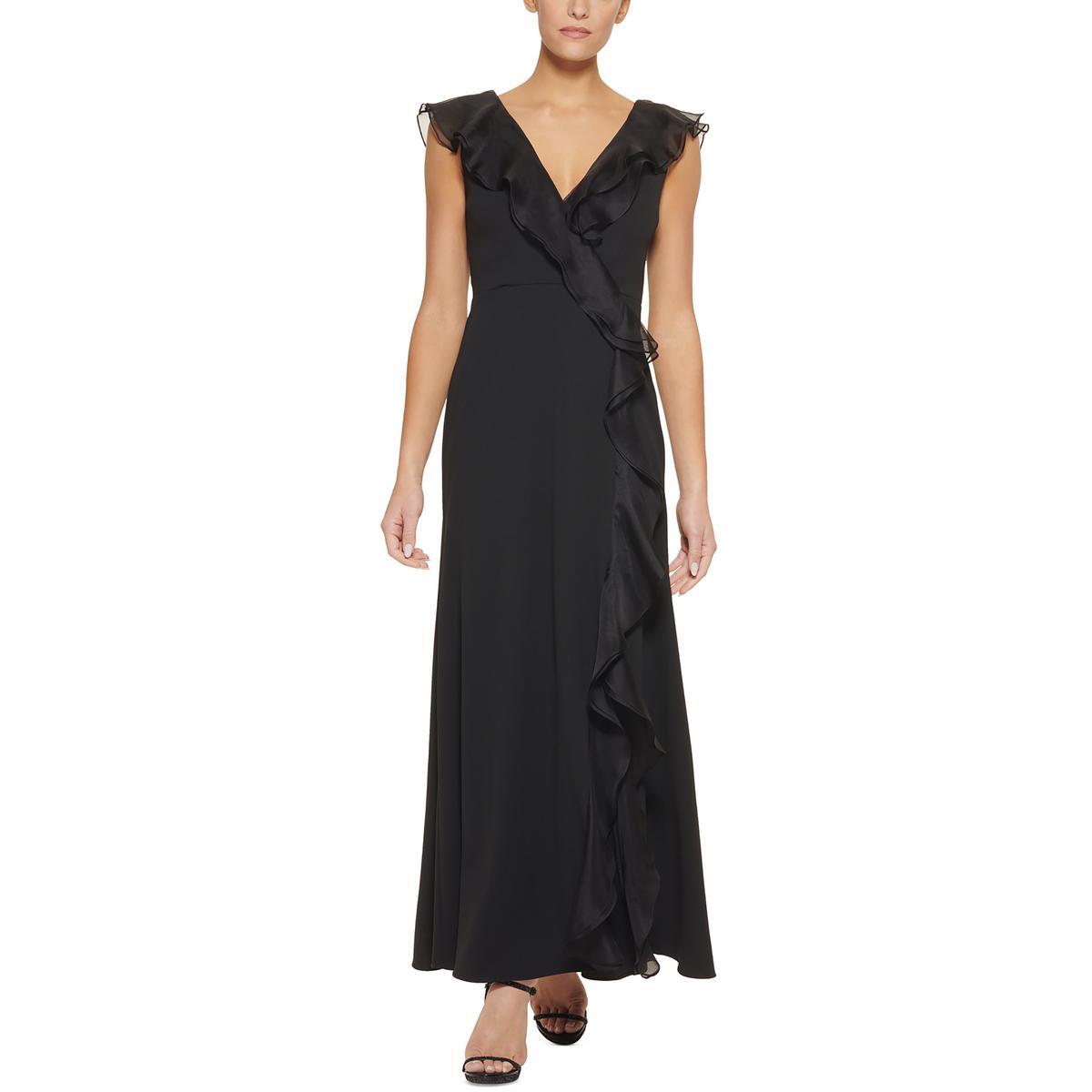 Женское вечернее платье с оборками из черного стихаря DKNY, 10 BHFO 6280