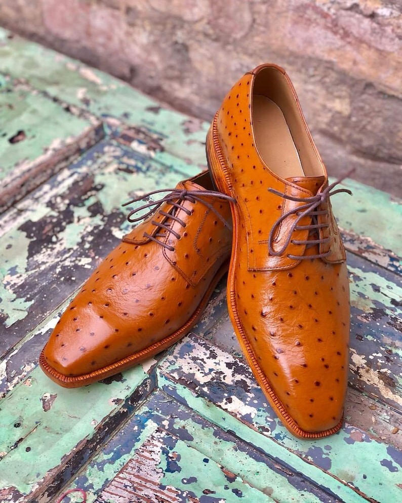 Men\'s Brown Ostrich-Texture Leather Derby Shoes Paul Parkman Men main image 2
