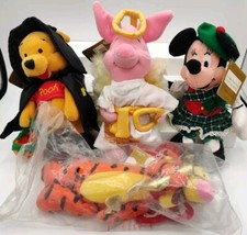 Lot of 4 Walt Disney World 9  Plush Mini Bean Bags Piglet Tigger Pooh Minnie NEW