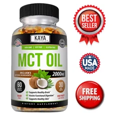 Pure MCT Oil 2000mg 60ct C8 C10 Weight Loss Energy Inflammation Brain Capsules