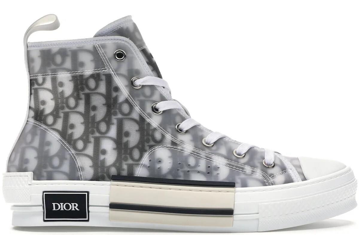 23AW【DIOR】B23 High Top Sneakers キャンバス ハイトップ DIOR Men's B23 Logo Oblique Canvas High Top Sneakers White