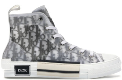DIOR Men's B23 Logo Oblique Canvas High Top Sneakers White 42 / 9