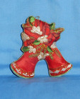 Vintage Red Bells with Flowers Silk Embroidered Christmas Ornament — photo 3
