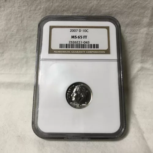 NGC 2007 D ROOSEVELT  DIME MS 65 FT
