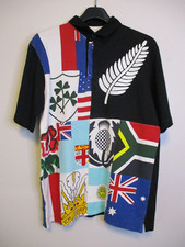 Cotton Traders Rugby Polo Shirt Mens Medium Jersey 11 Nations Short Sleeve