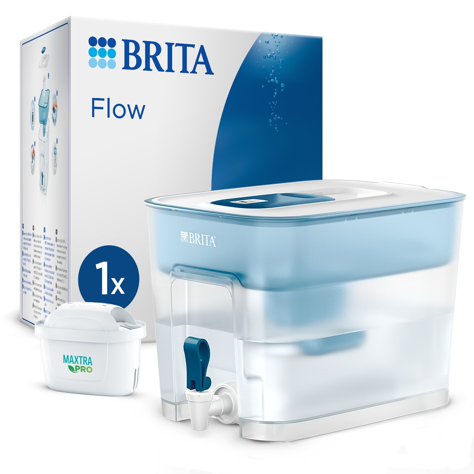 Dispenser per Acqua Brita XXL Flow (8,2 L) Contiene 1 Filtro Maxtra Pro All-in-1