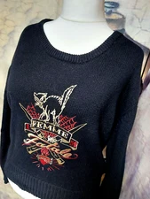 NEW 5XL 22 RUMBLE59 FEMME FATALE BLACK JUMPER EMBROIDER ROCKABILLY HOT ROD BIKE