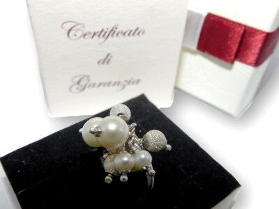 Pendenti Orecchini Donna In Argento Sterling 925 Con Perle E Stelle, Lunghezza 6,8 Cm, Placcati Rodio, Peso 4g, In Sacchetto Regalo