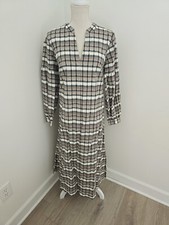 Just Female Anthropologie Plaid Organic Cotton Midi Maxi Dress 36 S Cabincore 