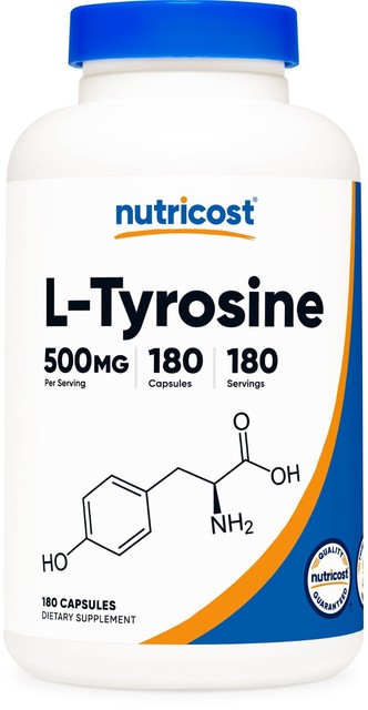 Nutricost L-Tyrosine 500mg - 180 Capsules - Gluten Free & Non-GMO Nutricost L-Tyrosine 500mg - 180 Capsules - Gluten Free & Non-GMO