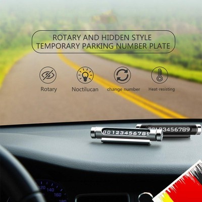 Luminous Hidden Rotatable Car Temporary Parking Card Phone Number Plate