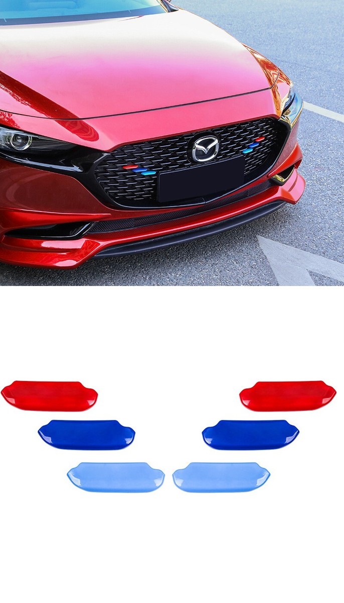 赤青マジックパーツ For 2023 Mazda 3 Accessories Front Grille Grill Decoration Sequins