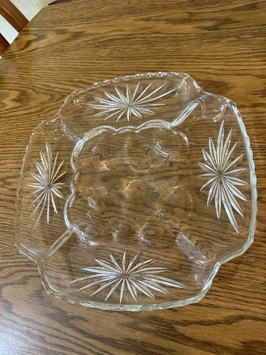 Prescut Clear by Anchor Hocking Deviled Eggs & Relish Tray Platter Vintage ~ 12"