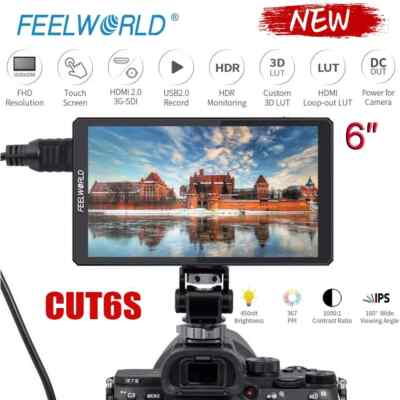 FEELWORLD CUT6S 6 inch SDI DSLR Camera Field USB Recording Monitor HDMI