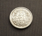 Netherlands 1918 25 Cents Wilhelmina Silver VF CA128