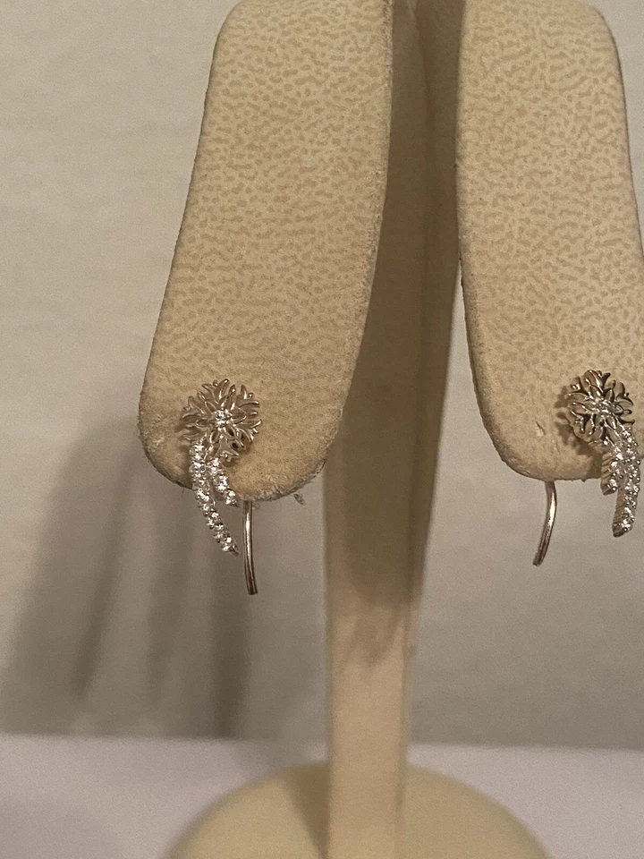 NEW CHAMILIA 925 STERLING SILVER SWAROVSKI SNOWFLAKE CLIMBER EARRINGS 1311-0130 - Image 2 of 4