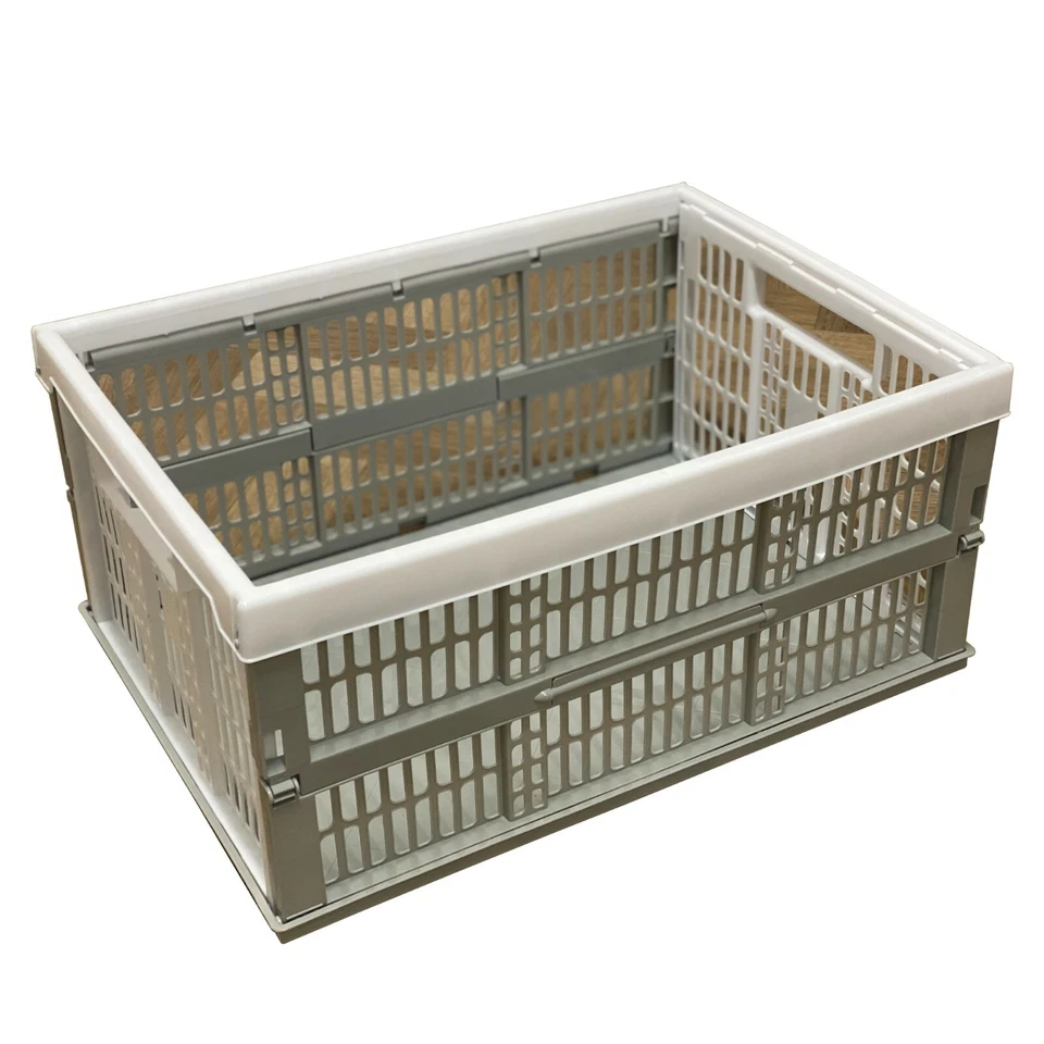 Strong Folding Collapsible Plastic Storage Crates Boxes Stackable Basket 32L New - Image 4 of 4