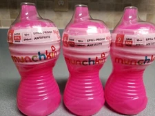 Munchkin Mighty Grip Spill Proof, Sippy Cup, 10 Ounces Pink Lot Of Three ￼