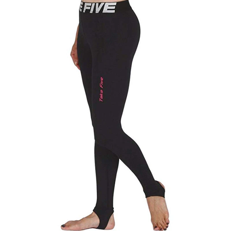 Take Five Womens Skin Tight Compression Base Layer Stirrup Leggings Black  105