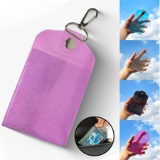 Transparent Glitter Vertical ID Badge Card Cover Case Holder Double-sided Purse  