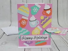 Happy Holidays Card Kit #29 [Lot of 4, Winter Hats and Mittens, Coffee Mugs]