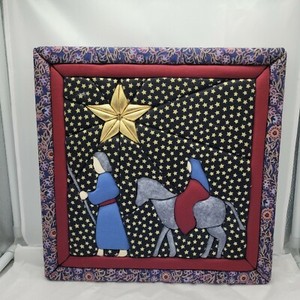 HC Paisley Christmas Bethlehem Star Shepherd Mary 3D Quilted Puffed Canvas Art👼