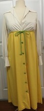 Vanity Fair 60-70s Yellow/Creamy White/Green Trim Loungewear Robe L-XL--Vtg Sz M