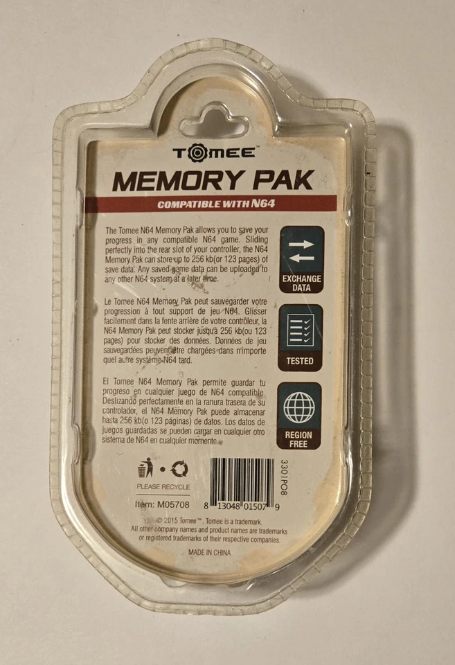 Tomee M05708 Memory Card for Nintendo 64 N64 256K NEW (Controller Pak) - Image 2 of 2
