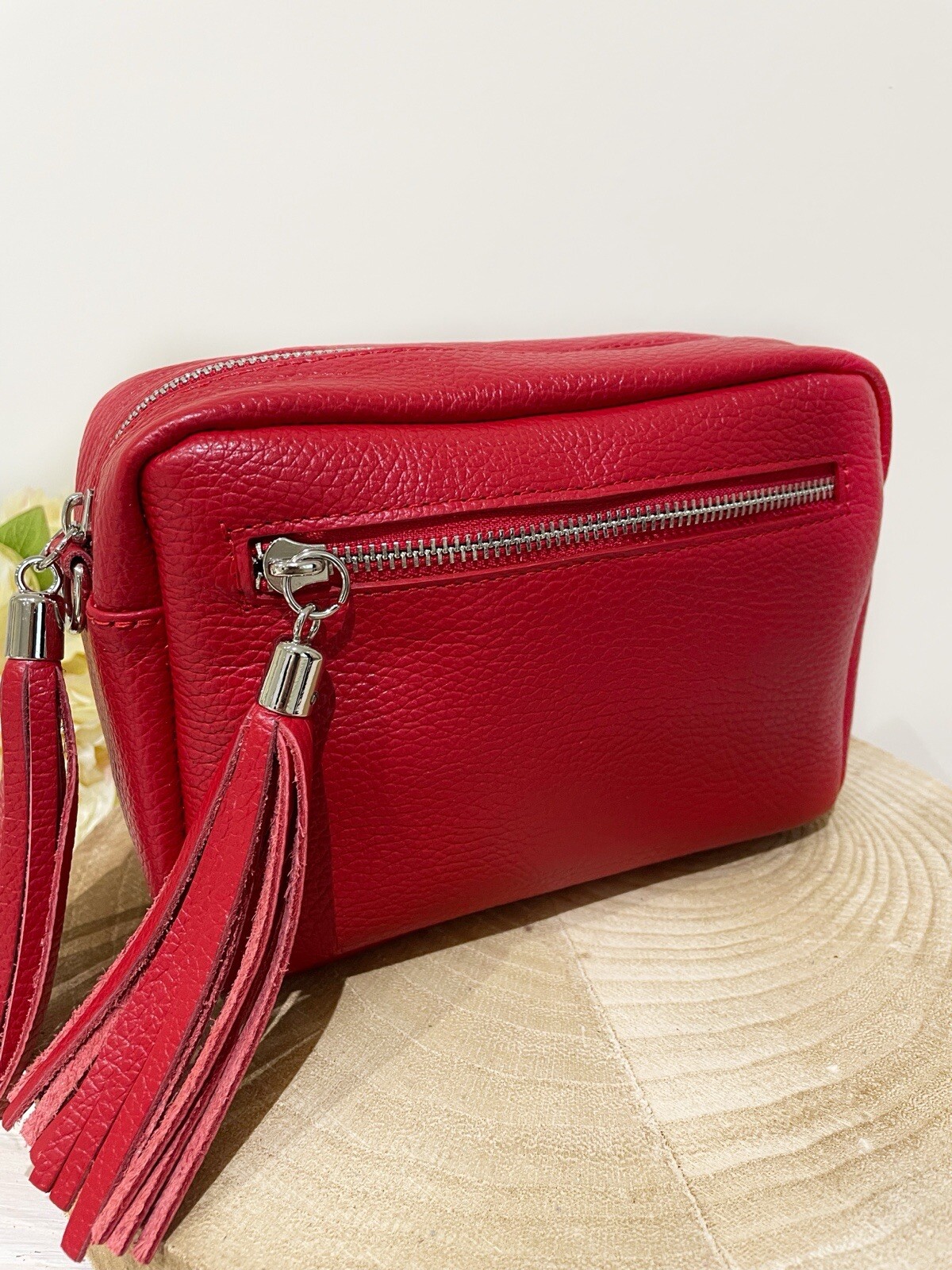 Leather Crossbody Camera Handbag Changeable Woven Strap Leather Strap