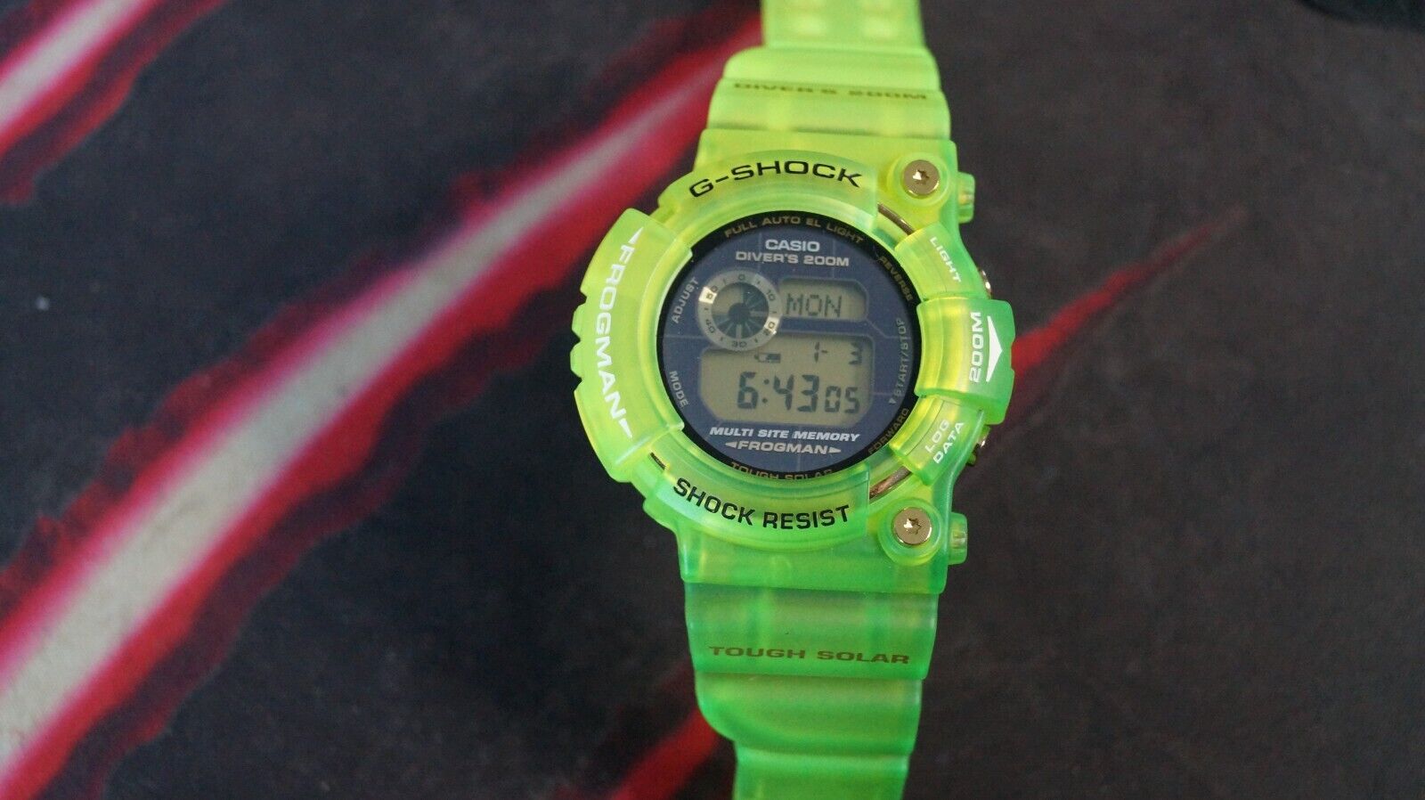 Casio Frogman GW-200F Light Green Gold G-Shock 2422 Titanium Resin ID Timer  Date