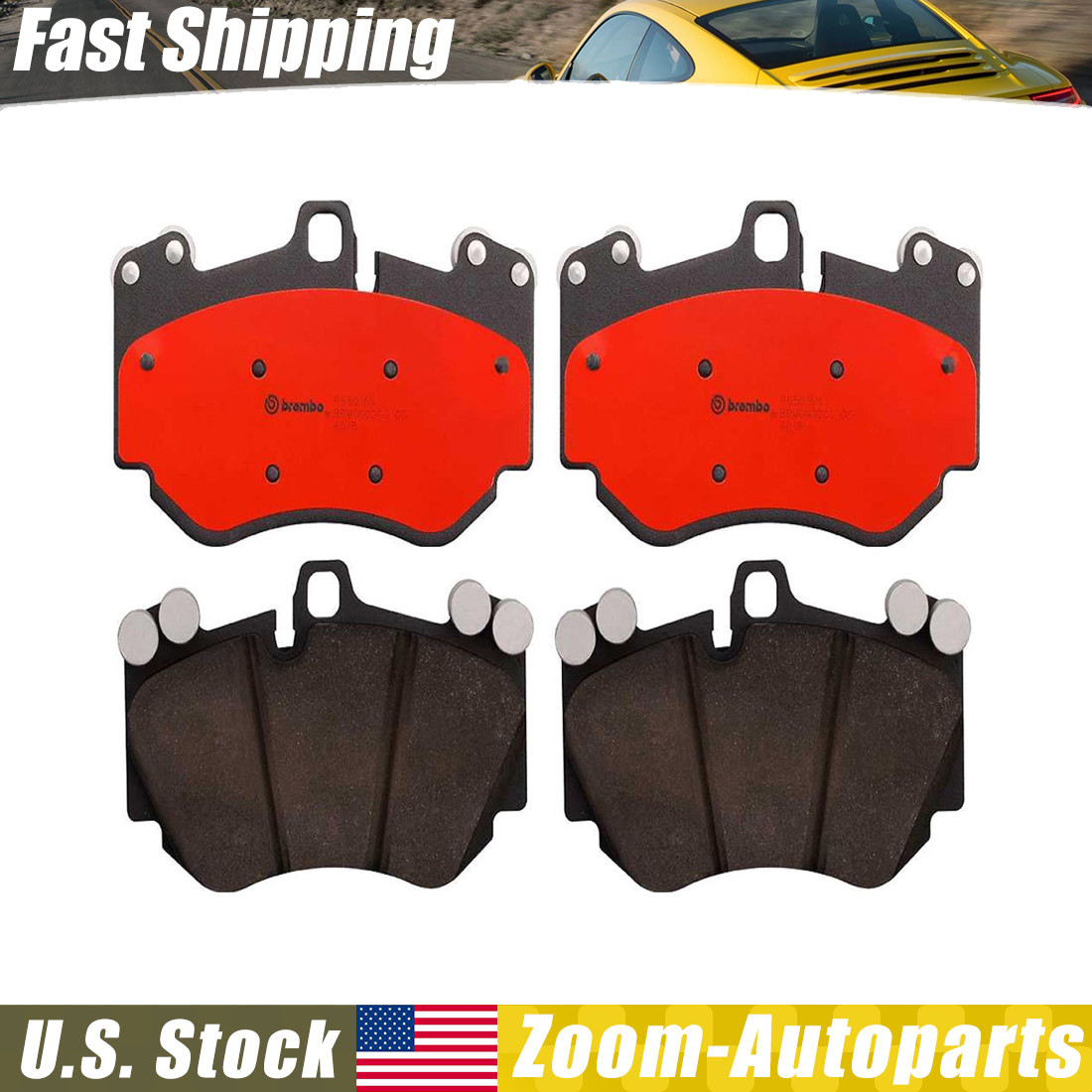 For Porsche Cayenne Audi R8 RS5 Brembo Front NAO Ceramic Slotted Brake Pad Set
