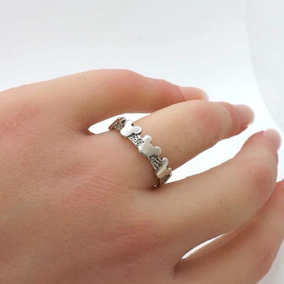 Anillo cabeza Walt Disney Mickey Mouse banda plata esterlina pulgar Foto 4 de 4