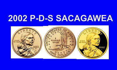 2002 P-D-S Sacagawea Dollar 3-coin Set - UNC & Proof | eBay