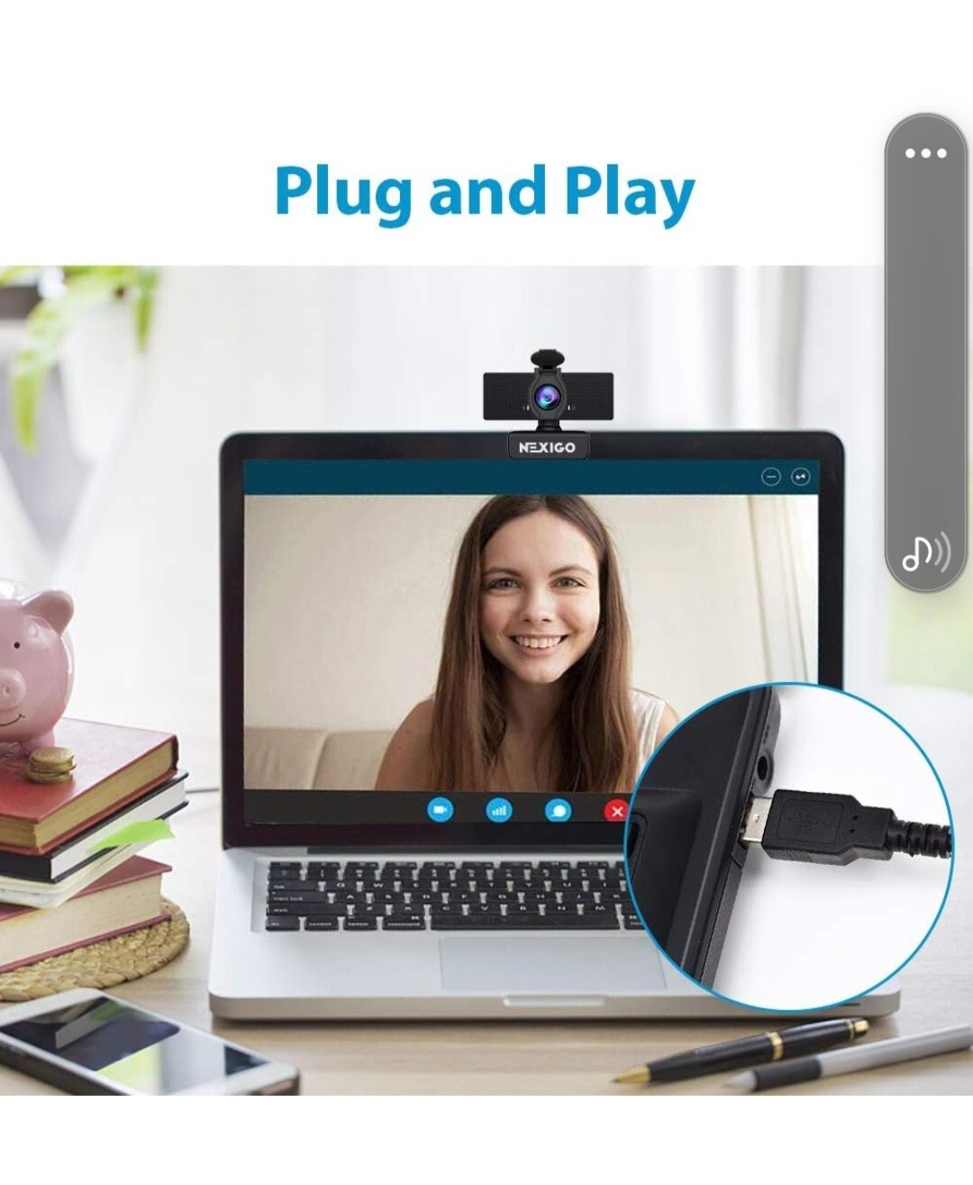 NexiGo N60 1080P Webcam w Microphone, Adjustable FOV, Privacy Cover NEW 