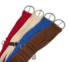   Mohair Blend 27 Strand Double Weave Horse Cinch, Brown Blue Red 30 32 34 36