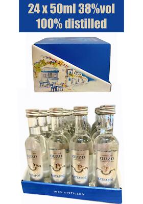 Ouzo Katsaros Tirnavos 100% Distilled  38% Alk. 24x50ml Anis Griechisch Greek