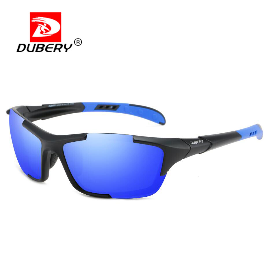 DUBERY Polarized Sport Sunglasses Men Blue Lens Driving Riding Windproof Goggles