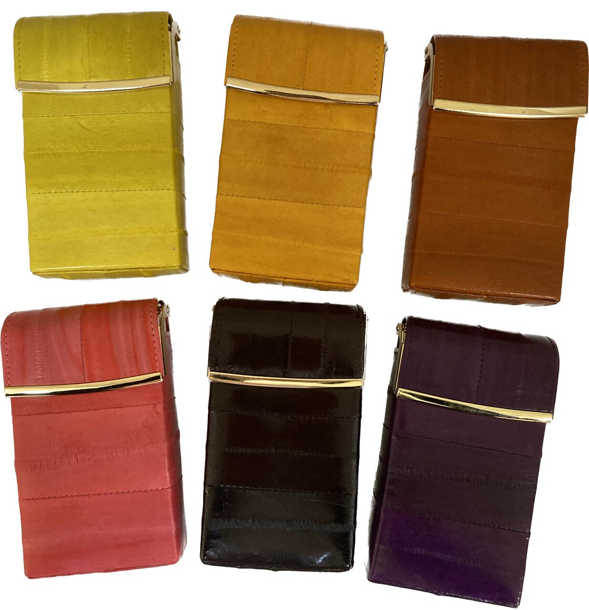 Genuine Eel Skin Leather Sliding Cigarette Case Wallet Tobacco Case