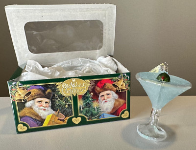 Old World Christmas Martini Glass Blown Ornament 32087 NTW W/ OWC GIFT BOX