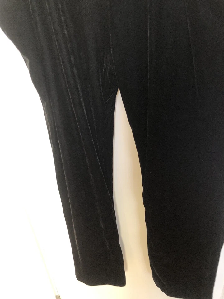 Vera Wang Intimates 黑色天鹅绒阔腿休闲裤或 Pjs 软底 XL 二手状况完好 — 第 3/4 张图片