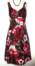 *Gorgeous Silky Black Floral Tea Dress *Liz Claiborne* Sz 16 New w Tags! 