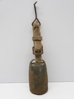 -ANCIENNE CLOCHE de CHEVRE ou MOUTON Métal BATTANT BOIS petit collier cuir D