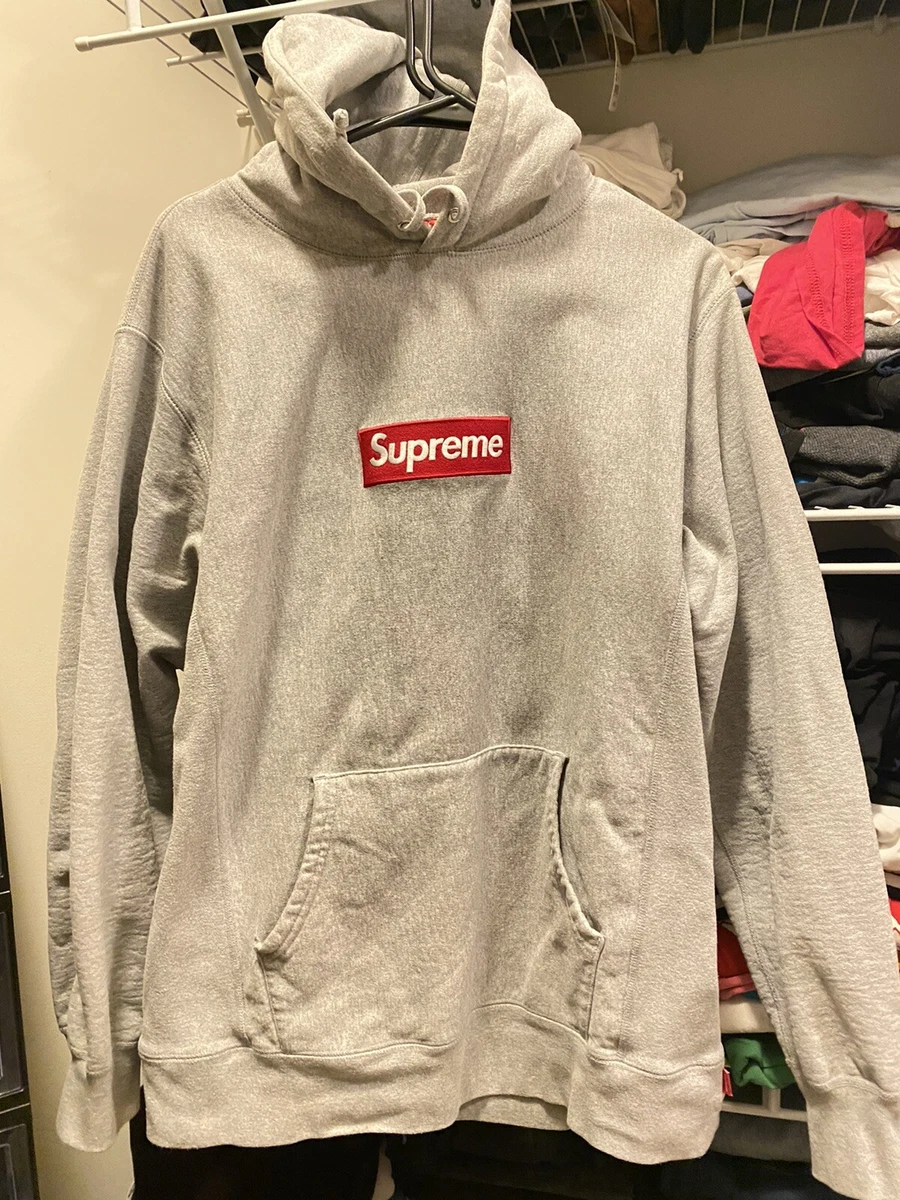 Supreme box logo hoodie red on grey S