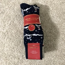 Perry Ellis Portfolio Men's Holiday Dalmatian Print Crew Socks 6-Pk. Black/Blue