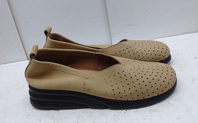 Coldwater Creek Women's Brown Leather Wedge Loafer Slip On Clog Casual Shoe 8.5M