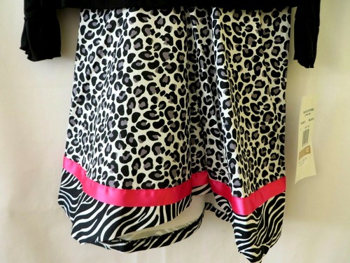 Rare Editions Dress & Sweater Set Blk Animal Print Pink Size 8 10 or 12 #10997 - Picture 4 of 7
