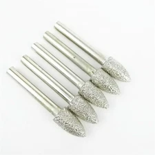 5pcs mounted point carving bit 6mm shank #11 Vacuum brazed diamond Grinding head