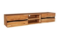 Tv HäNgeboard Akazienholz Metall 160 Cm Mit Baumkante Lowboard Wohnzimmer