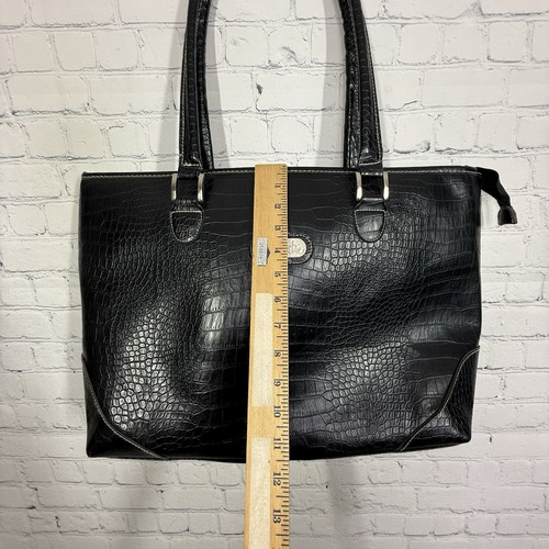 Bob Mackie Tote Large Faux Crocodile Leather Black Tote Bag Travel Tote - Picture 15 of 19