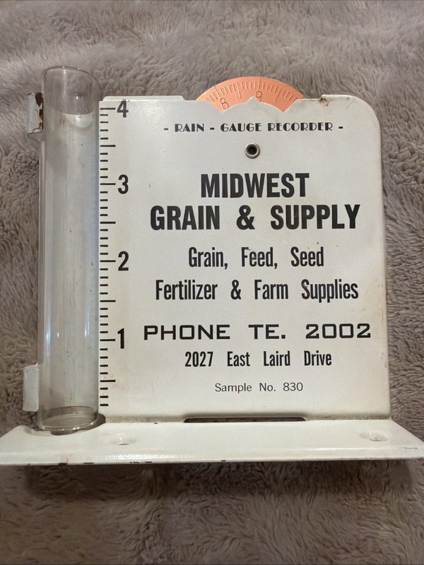 Vintage Metal Rain Gauge Farm Feed & Seed Rare Collectible Advertising Sample